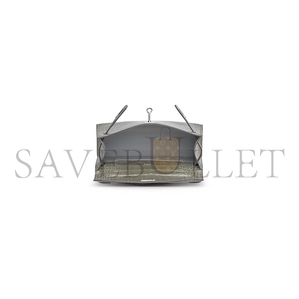 HERMÈS MASTER A SHINY ALLIGATOR KELLY POCHETTE WITH PALLADIUM HARDWARE (22*14*7cm)